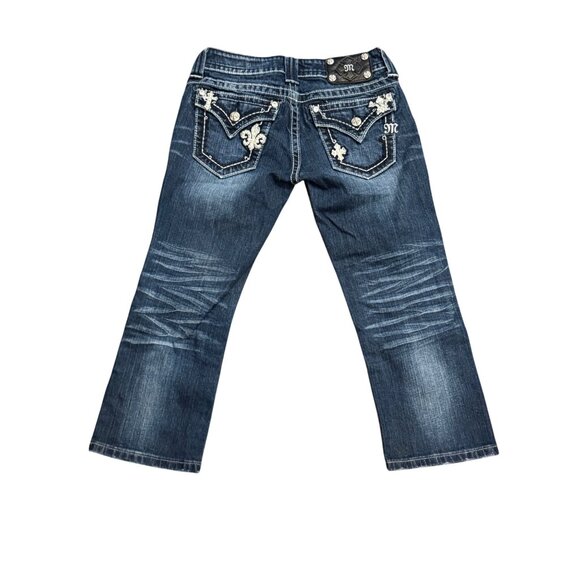 Miss Me Womens Dark Wash Embellished Capri Jeans Size 26 - Picture 2 of 5